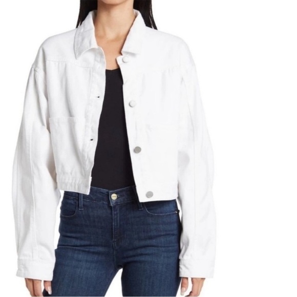 NWT BLANK-NYC Cropped Denim White women's 100% cotton Jacket oversize - Picture 1 of 4